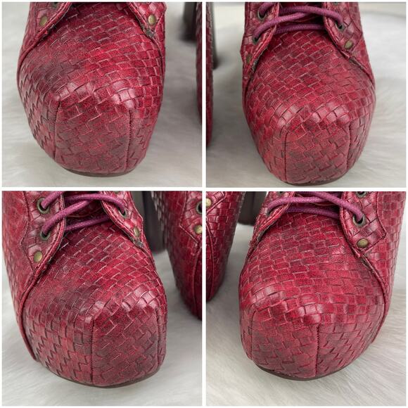 Vintage Brand Dark Red Faux Leather Platform High Heel Ankle Boots Size 6 - Picture 9 of 16
